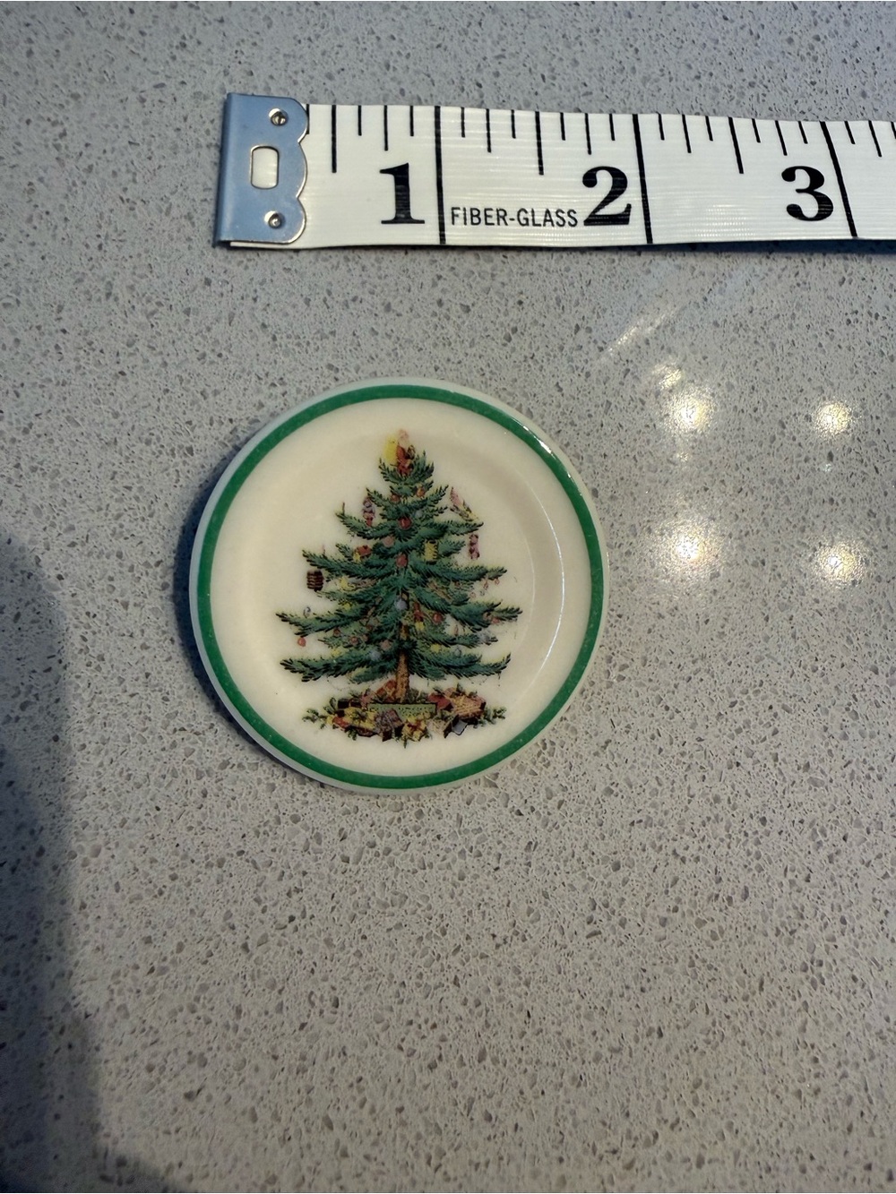 Spode Christmas Tree Green and White Mini Brooch